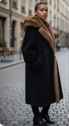 ミンク&カーフスキン　ロングコート　茶色と白のストライプ毛皮コート 2026年最新】ミンク コート 白の人気アイテム - メルカリ