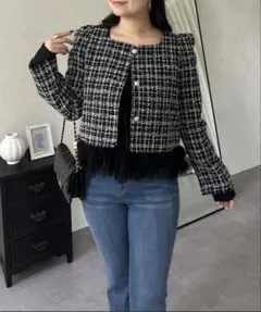 【prose verse】パフスリーブショート丈ツイードジャケット