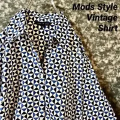 【雰囲気最高❗️】ビンテージ モッズ シャツ ブリティッシュ 総柄 古着