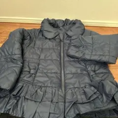 ネイビー フリル付き中綿コート