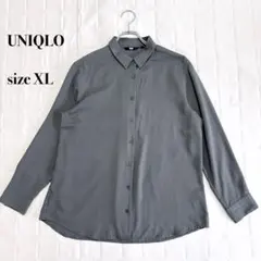 UNIQLO ユニクロ レーヨンブラウス XL グレー 長袖 シャツ大きいサイズのサムネイル