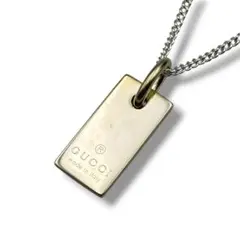 GUCCI グッチ ネックレス スクエア ロゴプレート メタル シルバー925