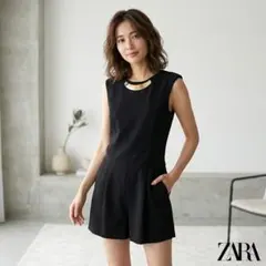 ZARA ザラベーシック ゴールドプレート ノースリーブ ショートオールインワンのサムネイル