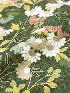 ちいとん様専用 ◆濃緑・ 金・枝花・地紙・110cm ◆正絹はぎれ・解き