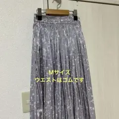 VIS ビス　ロングスカート　グレー系　プリント柄　光沢　ウエストゴム