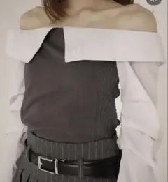 kiss the club offshoulder curve shirt - メルカリ