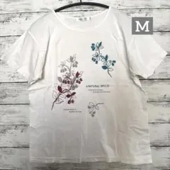 半袖Tシャツ 花柄プリント ホワイト Mサイズ