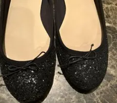 美品☆Le Titre ブラック グリッターバレエシューズ23.5