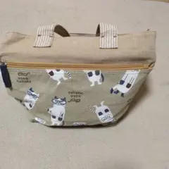 猫イラスト トートバッグ ベージュ系