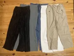GUパンツまとめ売り5点（黒・グレー・デニム・白・ベージュ）