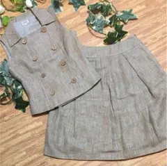 値下済　FOXEY レトロ 麻混 ツイード セットアップ 38のサムネイル