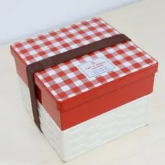 【希少・廃盤品】レトロ可愛い ギンガムチェック 2段ランチボックス 折りたたみ