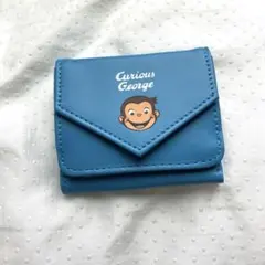 おさるのジョージ ミニ財布 ブルー色