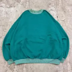 USA製　ブランク　無地　トップス　長袖　スウェット　古着　グリーン他　M
