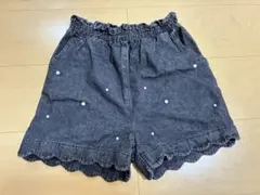 ショートデニム ビーズ付き