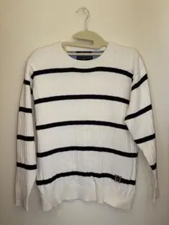 TOMMY HILFIGER ストライプニットセーター ホワイト/ネイビー