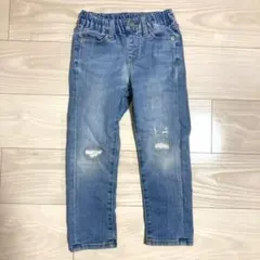 UNIQLO キッズ ボトムス 110 ダメージ加工 ライトブルー