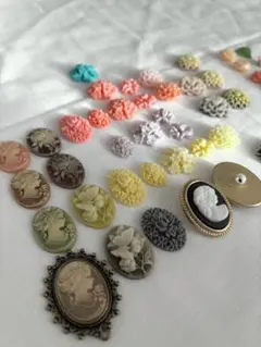 プラスチック製カメオ　カボション　バラ　まとめ売り