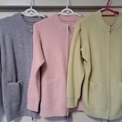 リブ編みジップアップセーター 3色セット