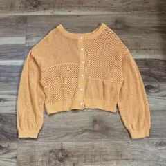 ドライタッチメッシュプルオーバー&カーディガン　オレンジ　春服