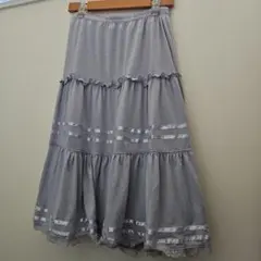 グレー ティアードロングスカート