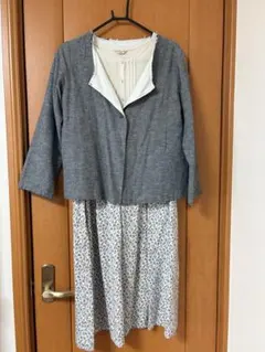 サマンサモスモス☆グレー花柄スカート付きセットアップ