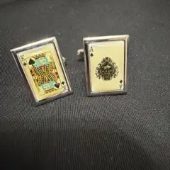 【美品】カフスボタン トランプ アシンメトリー スペード A K カジノ
