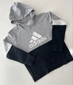 adidas パーカー　フード付きトレーナー 160cm グレー/ブラック