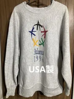 90'sUSA製!クルーネックスウェット トレーナー グレー リバースウィーブ