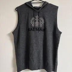 美品　BALMAIN バルマン　ベスト　ニット　ノースリーブ　フード　スタッズのサムネイル