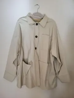 フェイクレザー ジャケット ベージュ M