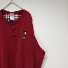 90s ディズニー　ミッキーマウス　ロンt ヘンリー　ワンポイント　刺繍