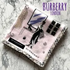 ◆未使用◆バーバリー ハンカチ 女の子 刺繍 犬 雪 ノバチェック ドレス 女性