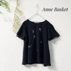 Anne Basket　花刺繍　カットソー　袖レース　カジュアル　ゆったりのサムネイル