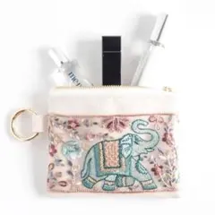 インド刺繍リボンのポーチ インド刺繍リボン インド刺繍 ポーチ ハンドメイド