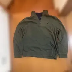 NAUTICA ハーフジップ トレーナー XL オリーブグリーン