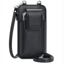 黒色❣️スマホショルダーバッグ レディース 財布付き2-in-1 取り外し