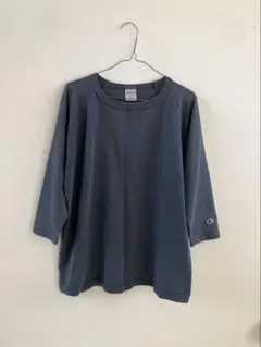 チャンピオン T1011 七分袖Tシャツ Lネイビーアメリカ製