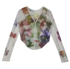 AMERI 2way smoke flower sheer top