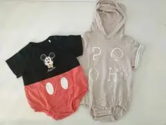 ディズニーロンパース2枚セット　70〜80 ミッキー　プーさん