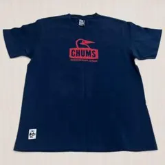 【CHUMS】ブービーフェイスロゴTシャツ ネイビー×レッド アウトドア L