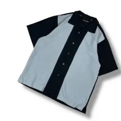 海外古着　Milano Boy　ツートーンシャツ　ラインシャツ　開襟　XXL