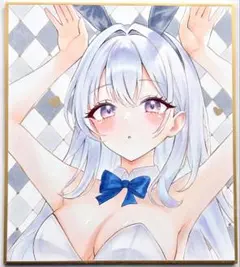 手描きイラスト オリジナル 女の子 アナログイラスト 色紙