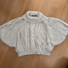 MARY QUANT ケーブルニット タートルネック グレーのサムネイル