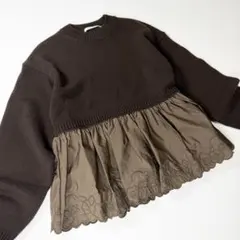 【定価18万25AW完売品】セシリーバンセン 刺繍ペプラムカシミヤニットブラウンのサムネイル