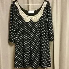 【値下】スパンコール襟　水玉　六分袖【bonica dot】ワンピ　チュニックのサムネイル