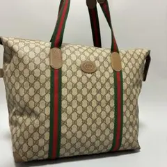 GUCCI オールドグッチ シェリーライン GG柄 PVCxレザートートバッグ