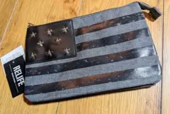 クラッチバッグ　アメリカ国旗デザイン　モノトーン