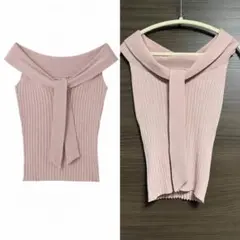 polaura コントゥアリボンニットトップス light pink - メルカリ