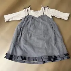 プティマイン　長袖リボン付き　チュールワンピース